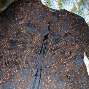 Dana Buchman Elegant Full Zip Linen Blazer Jacket w/ Snap Pockets XL